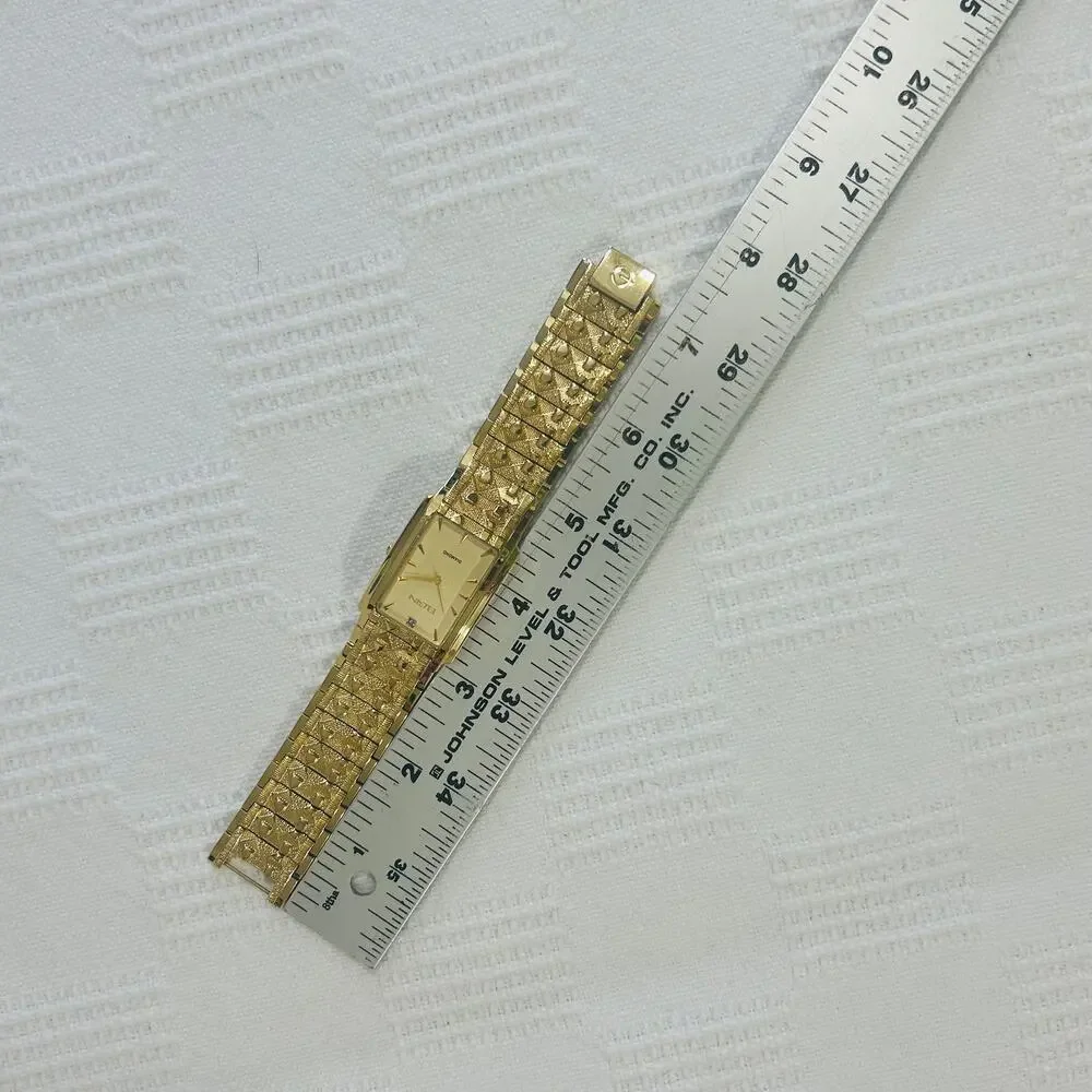 Elgin Ladies Goldtone Diamond Nugget Watch Quartz FG286NB